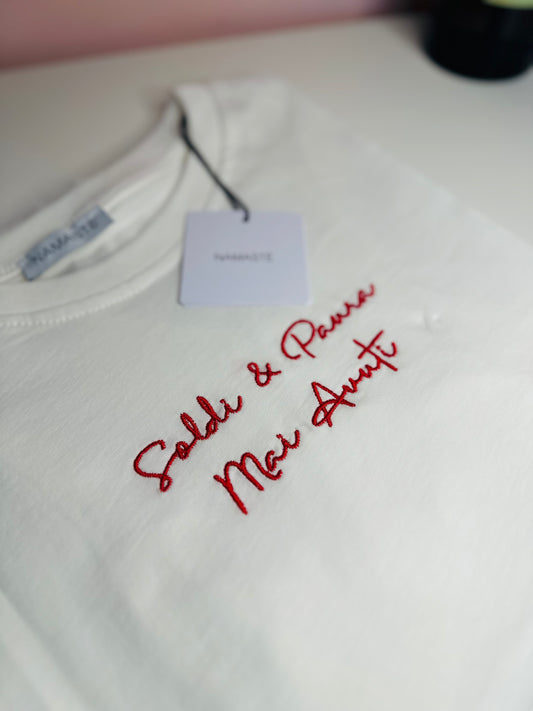 T-shirt ricamo soldi e paura