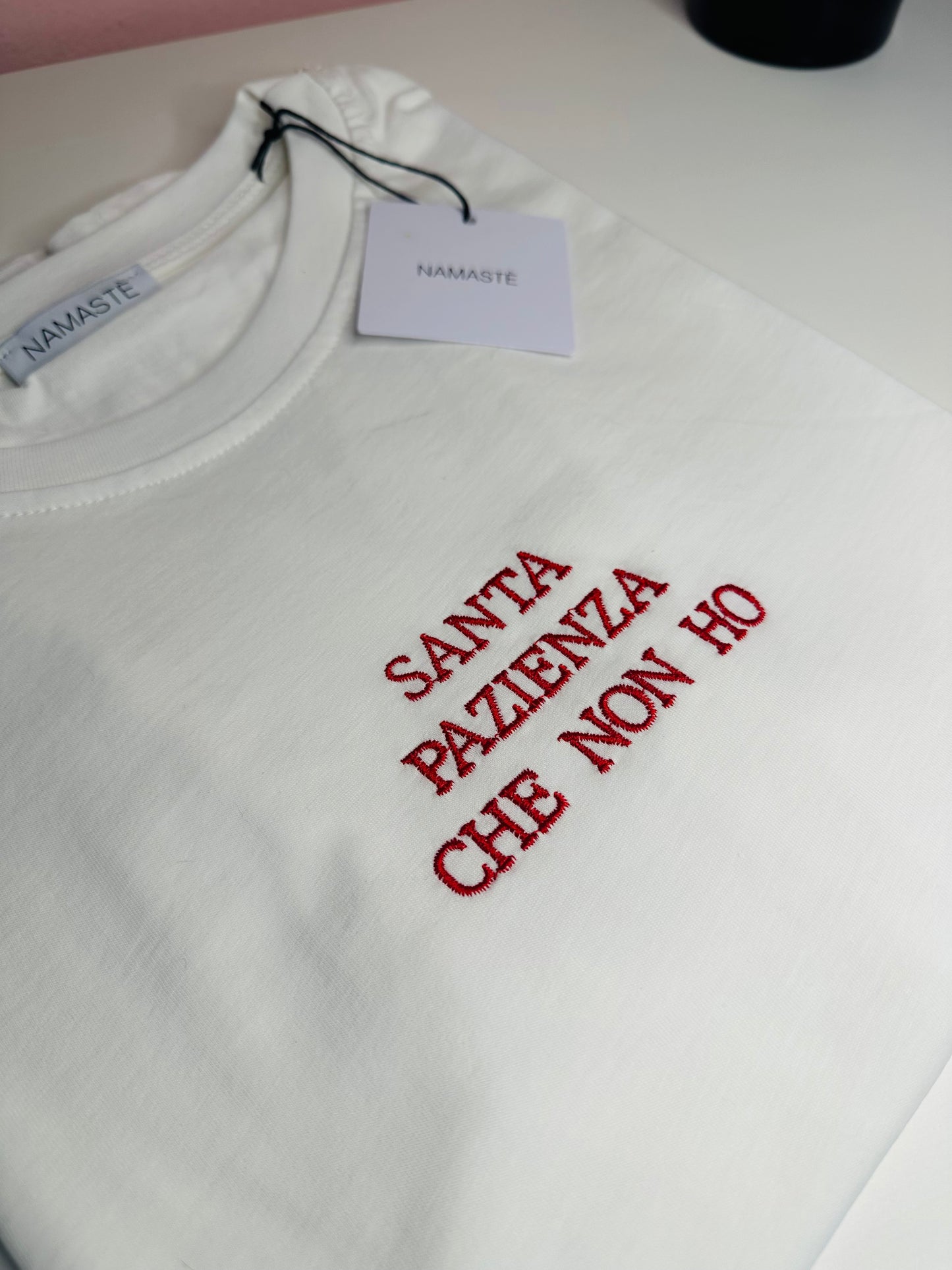 T-shirt ricamo Santa Pazienza