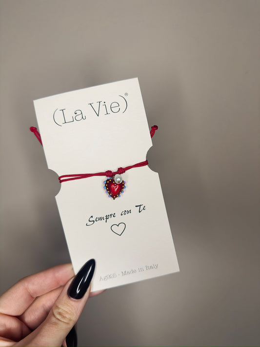 Bracciale cordino charm vetro