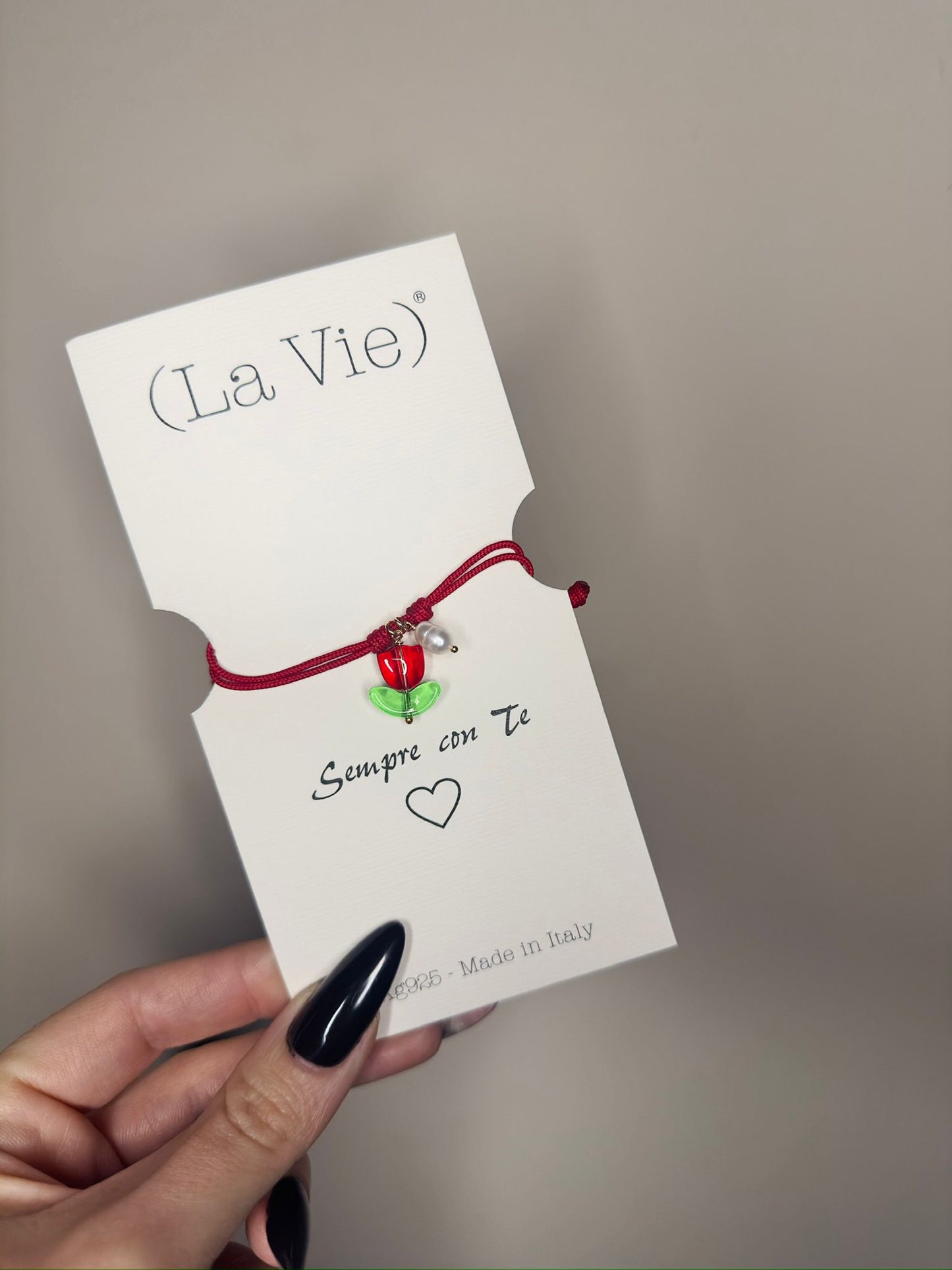 Bracciale cordino charm vetro