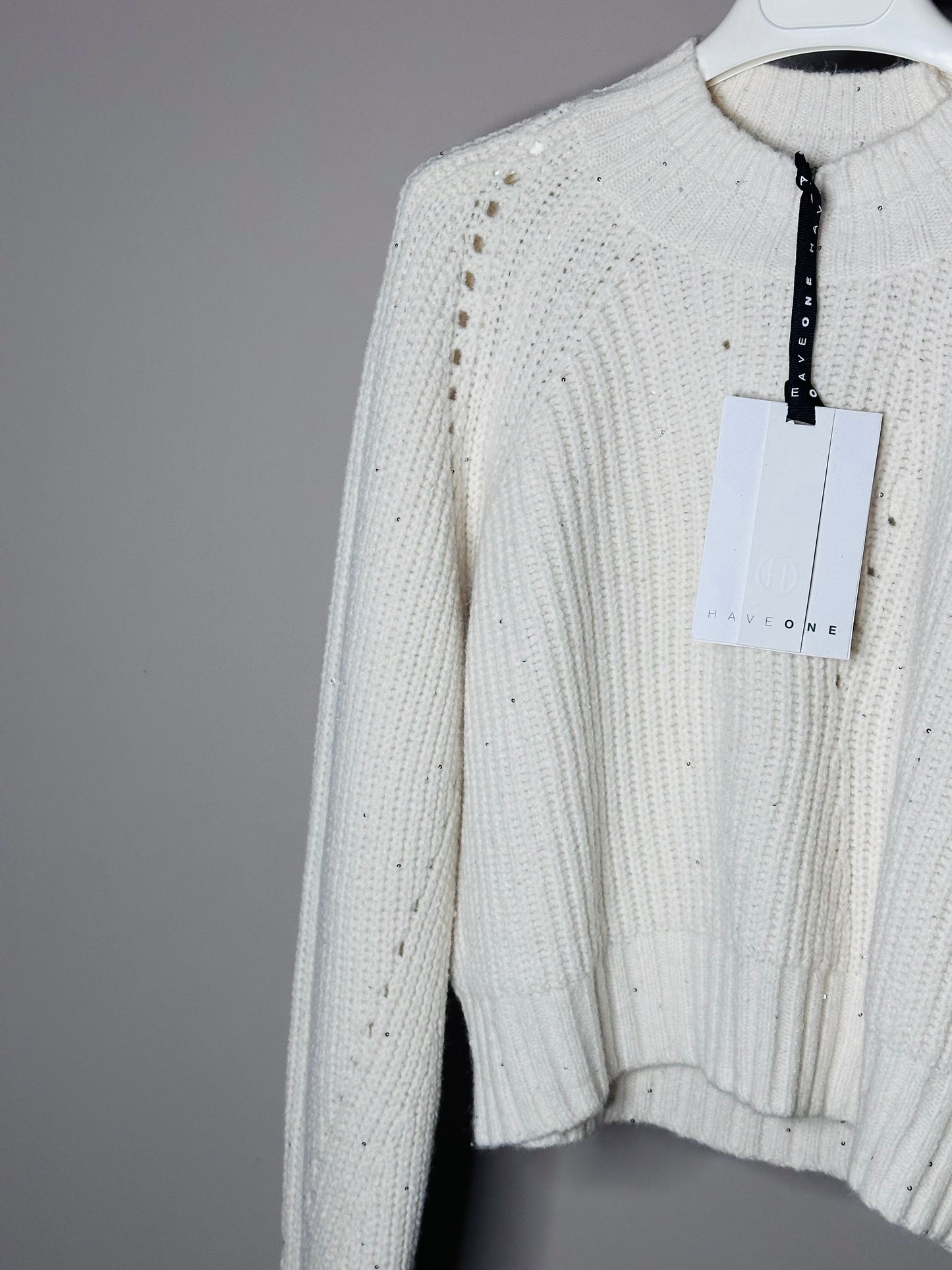 Maglione Haveone burro micro pailettes