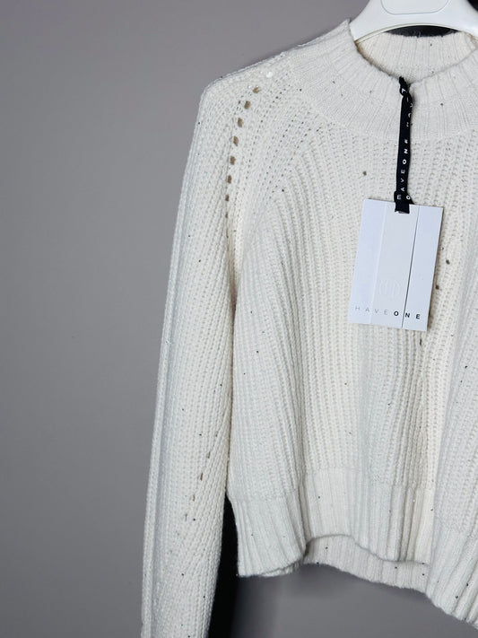 Maglione Haveone burro micro pailettes