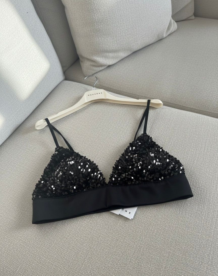 Bralette pailettes Haveone - nero