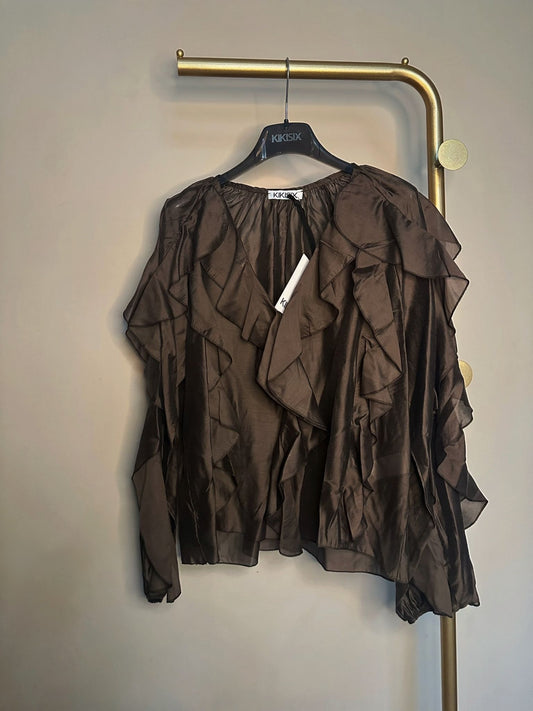 Blusa scollo V rouches KIKISIX