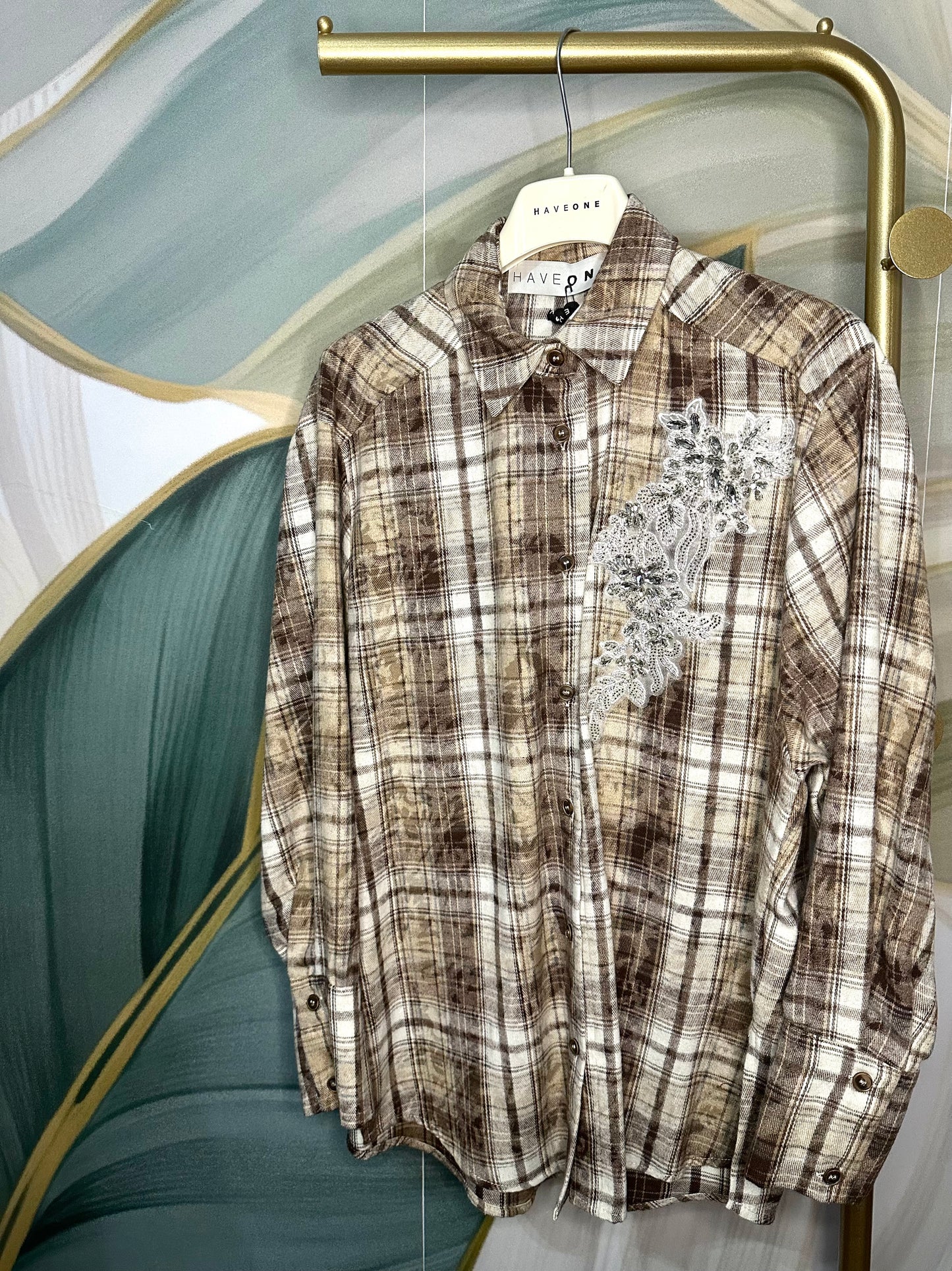 Camicia check sabbia HaveOne