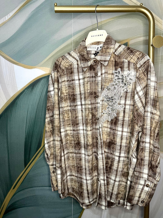 Camicia check sabbia HaveOne