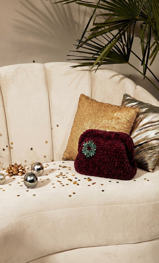 Clutch velluto bordeaux-Ghirlanda