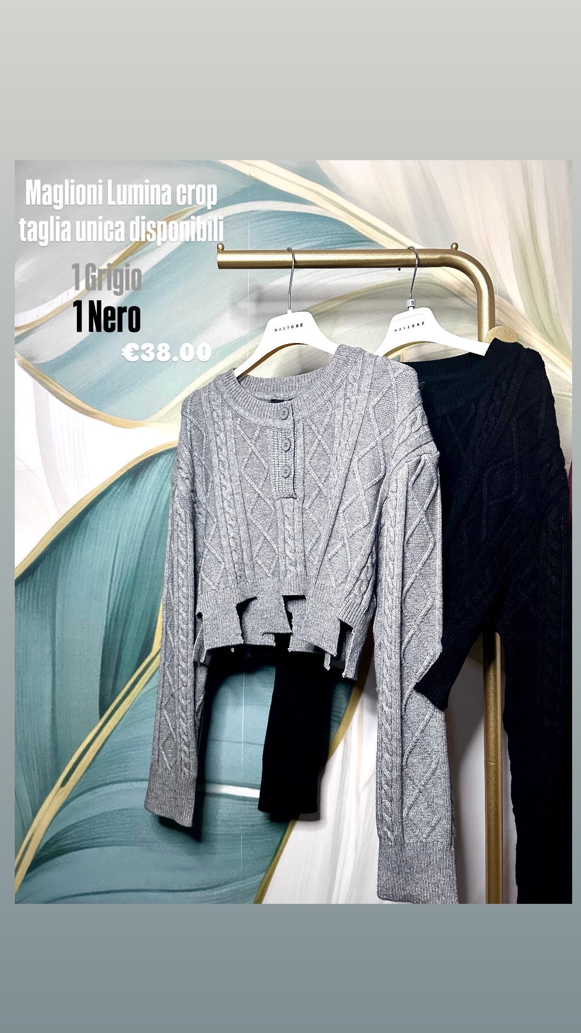 Maglione Crop Lumina grigio mélange