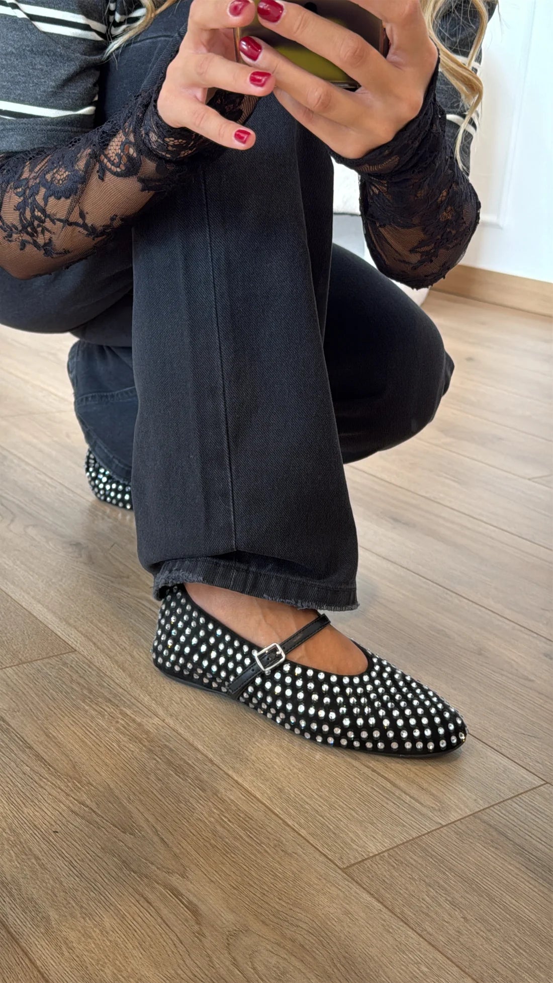 Ballerine in camoscio strass Ovyé