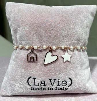 Bracciale rosario 3 charms casetta