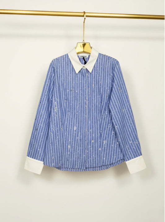 Camicia righe strass KIKISX