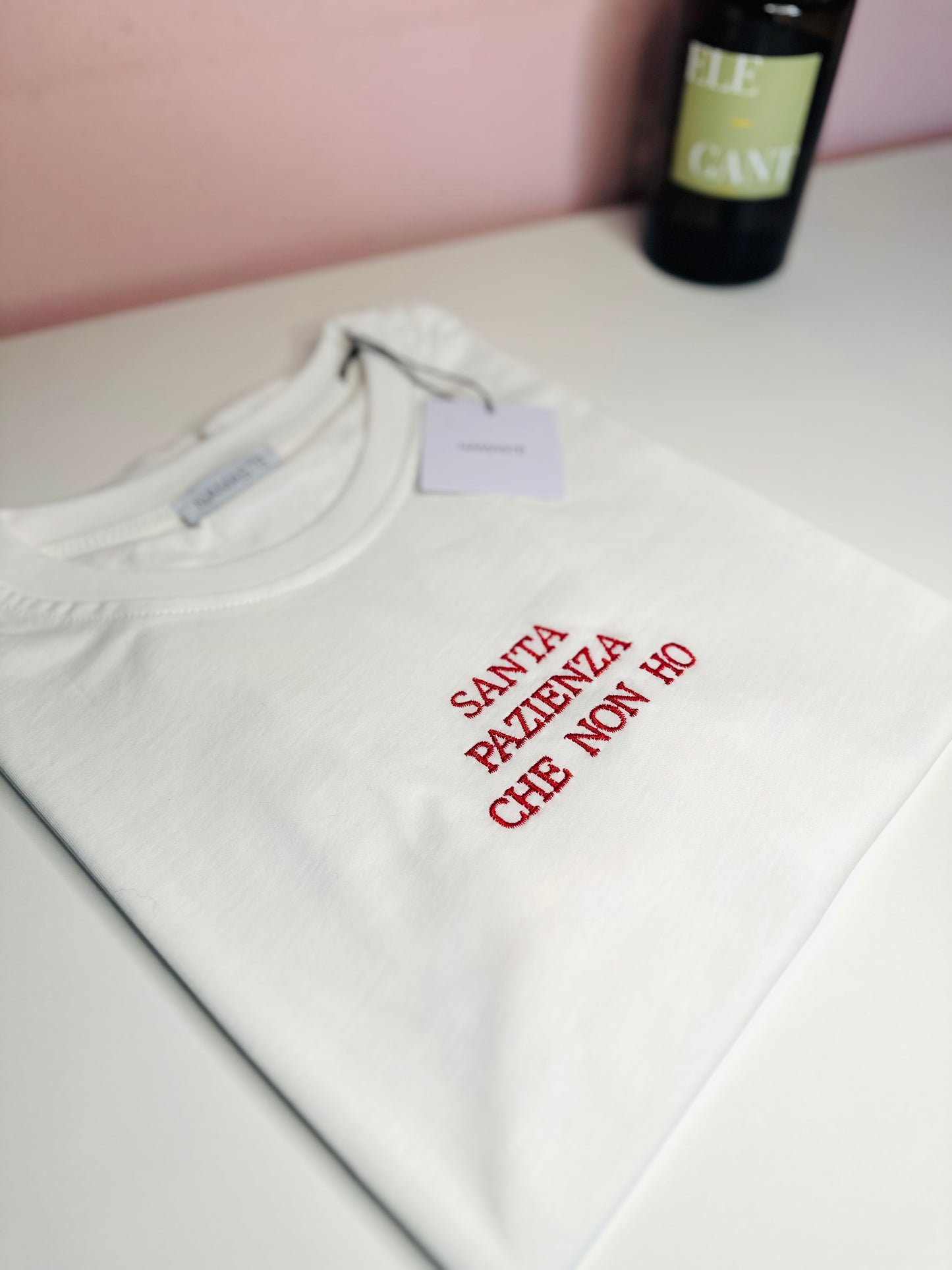 T-shirt ricamo Santa Pazienza