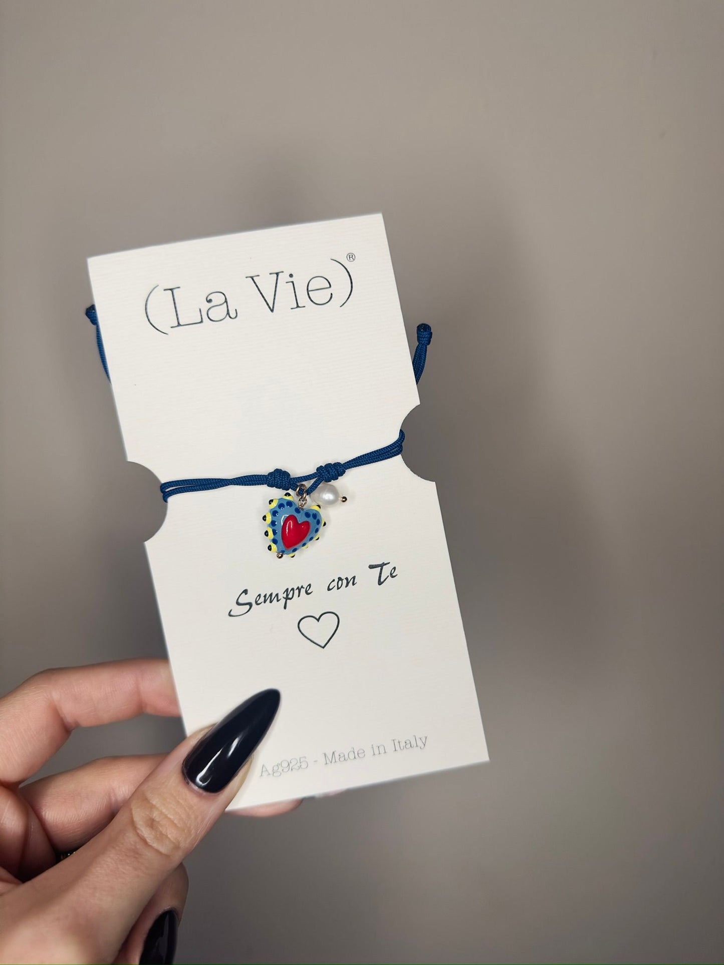 Bracciale cordino charm vetro