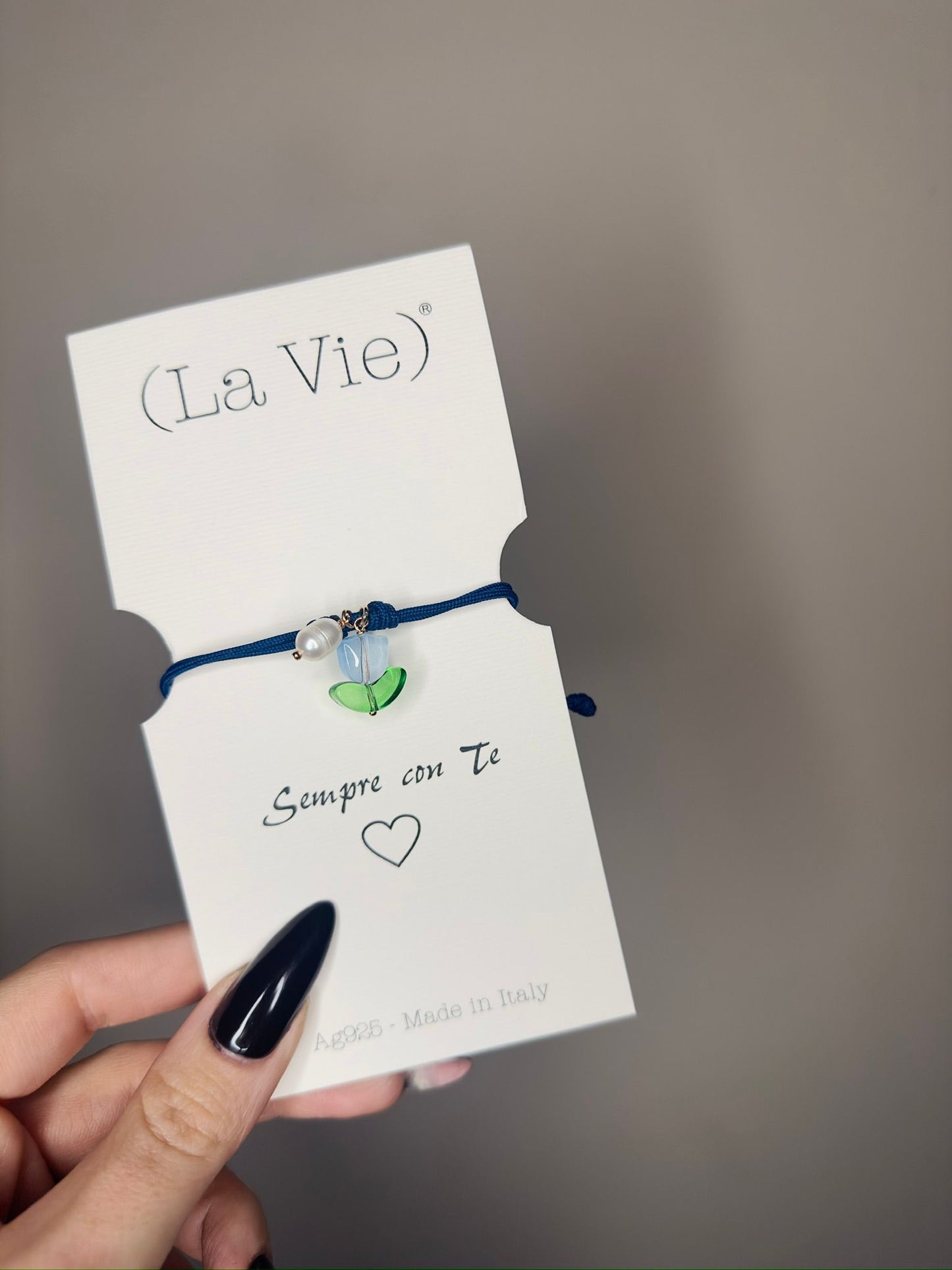 Bracciale cordino charm vetro