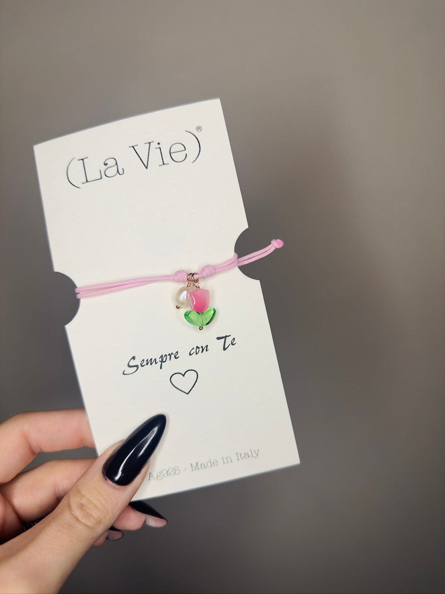 Bracciale cordino charm vetro