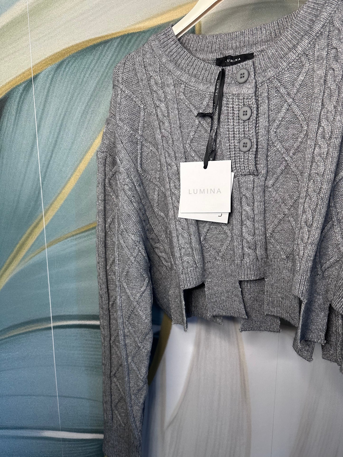 Maglione Crop Lumina grigio mélange