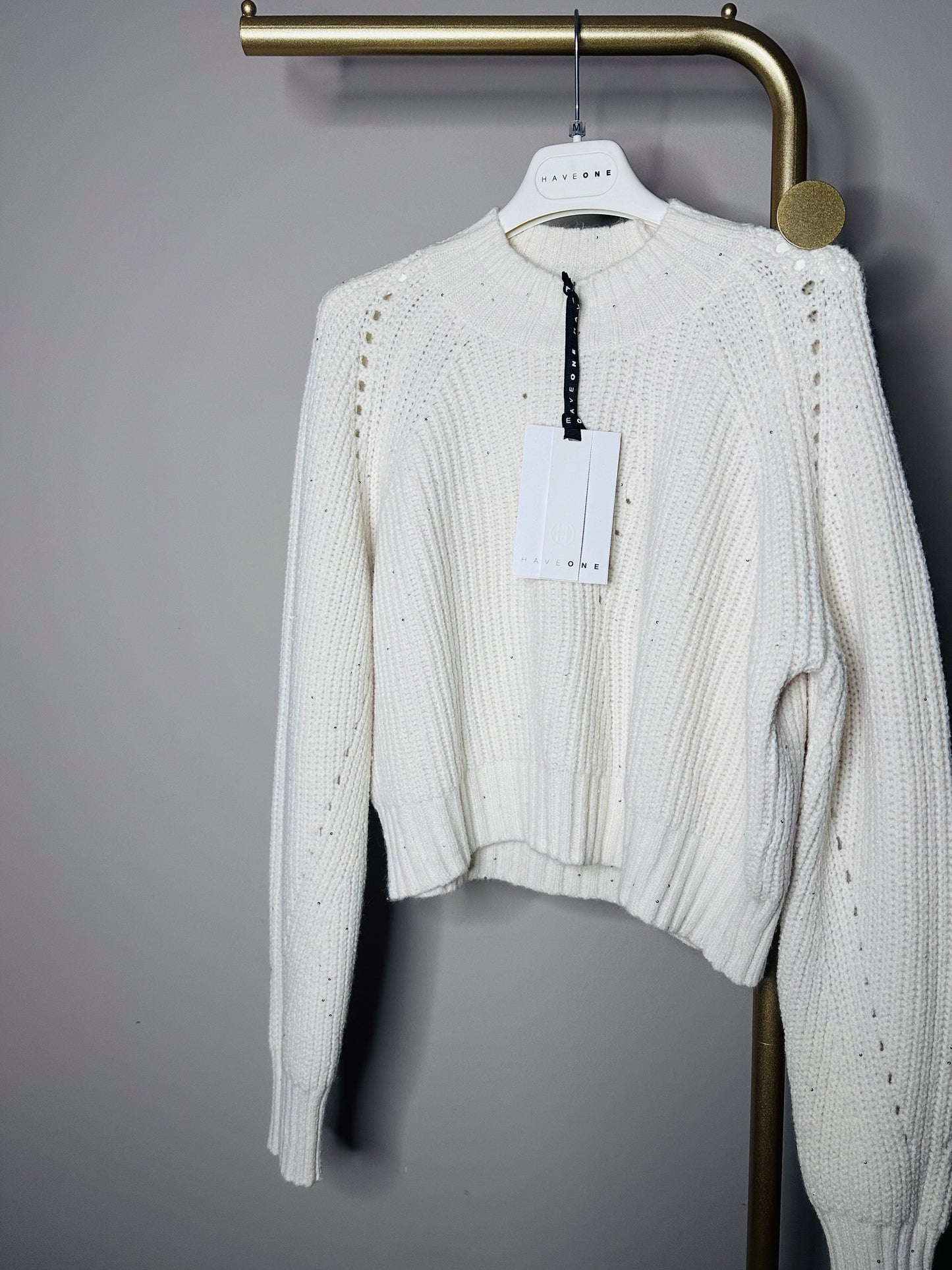 Maglione Haveone burro micro pailettes