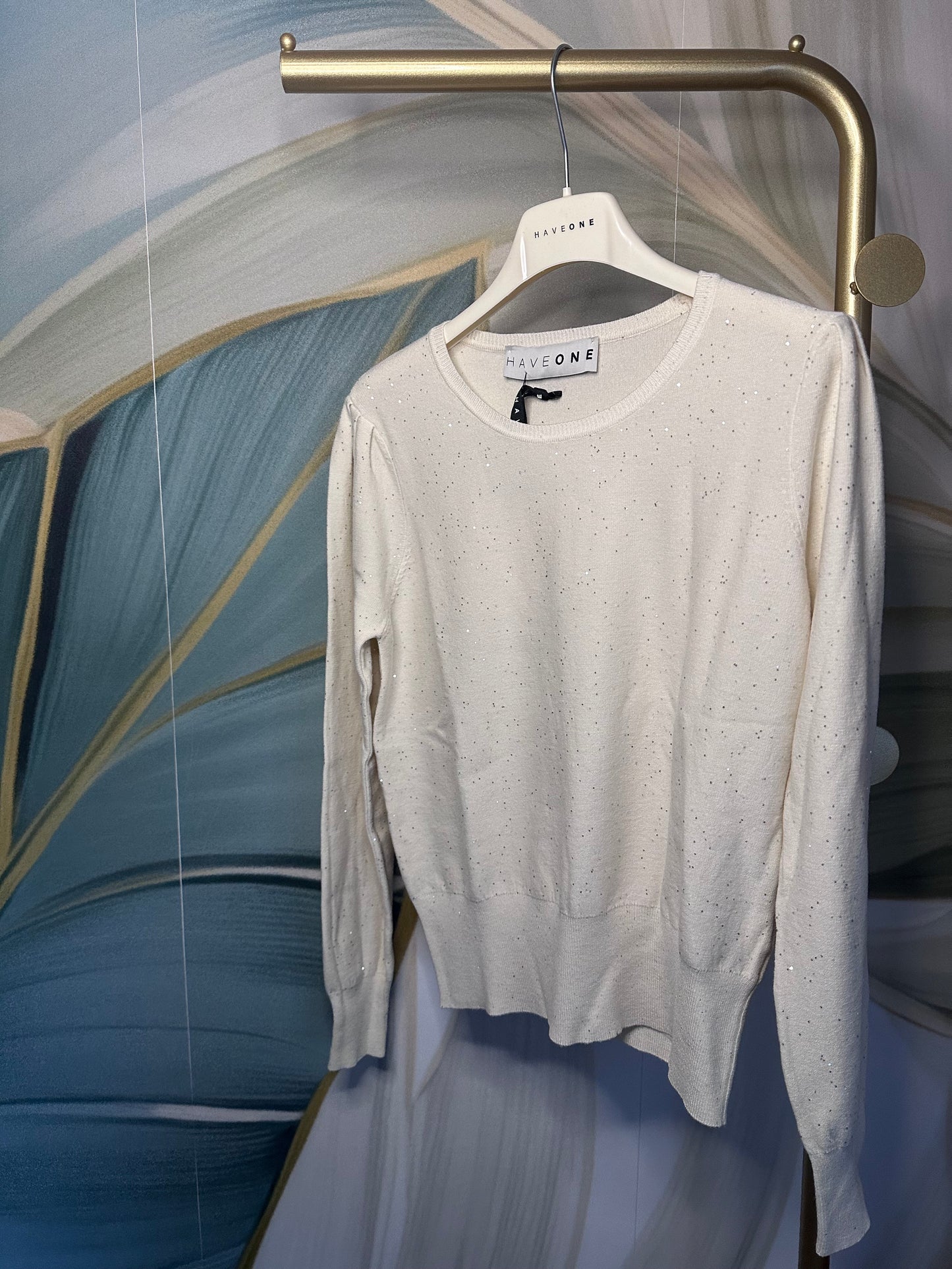 Maglia micro paillettes burro Haveone