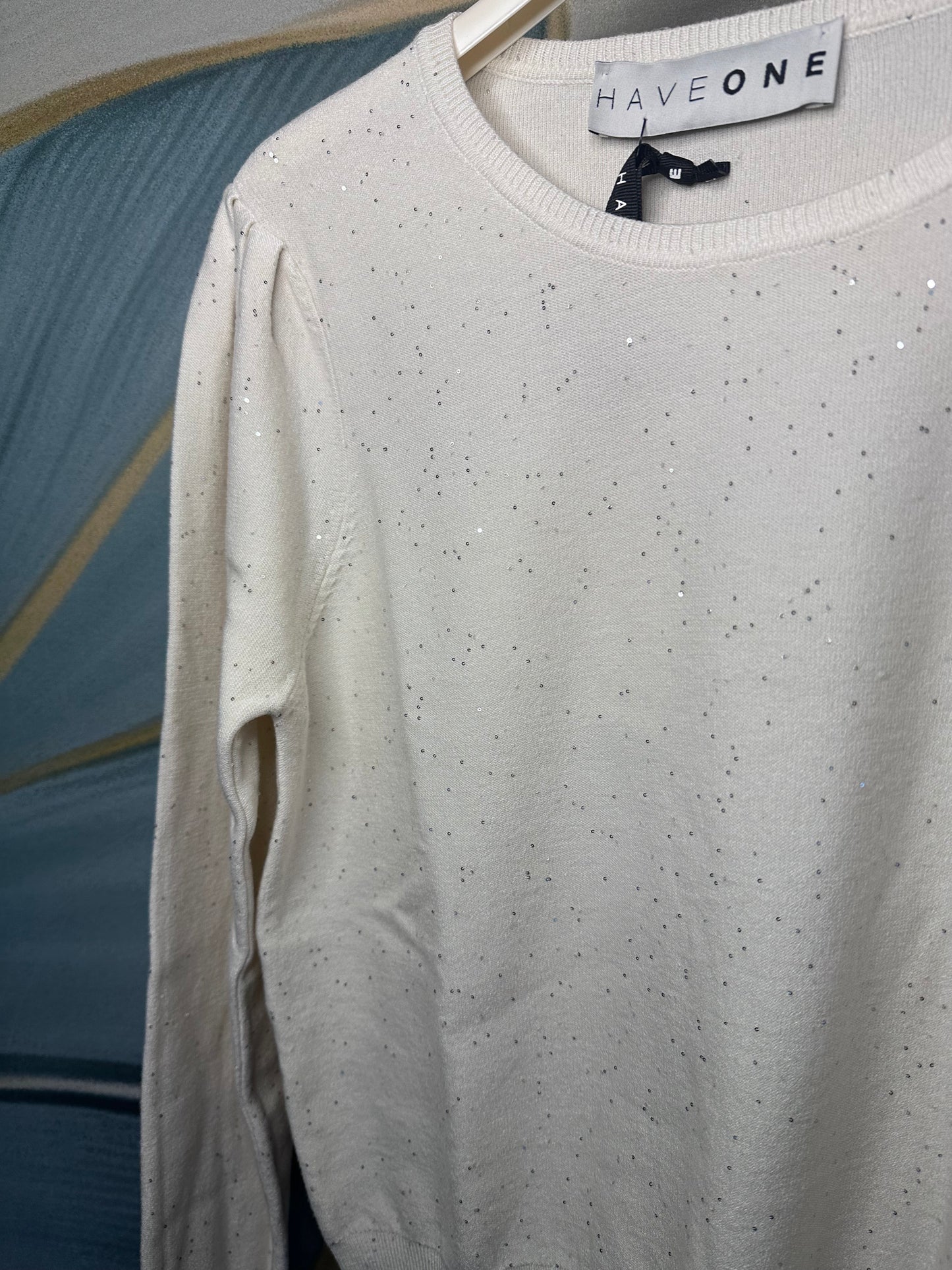 Maglia micro paillettes burro Haveone