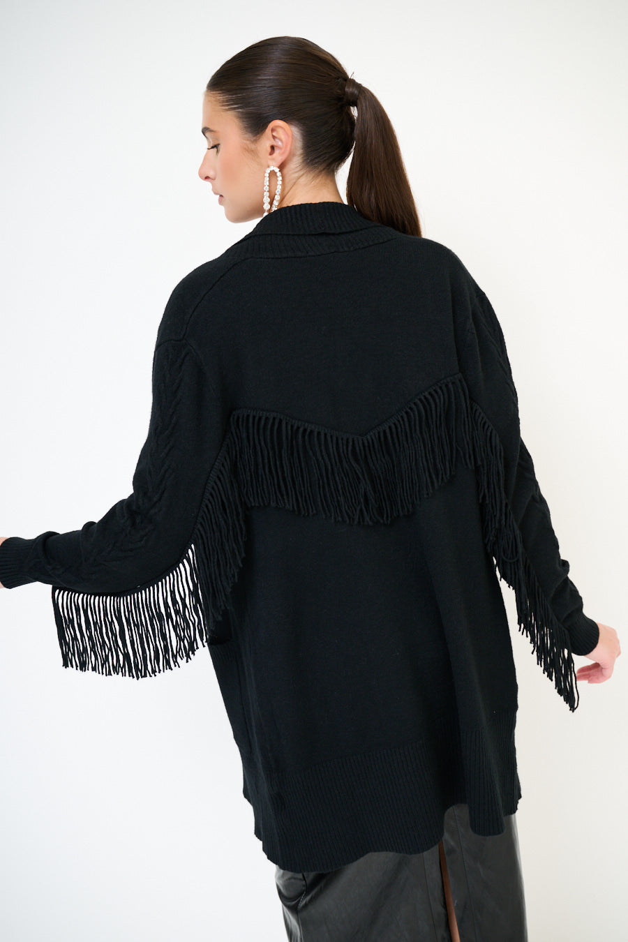 Cardigan aperto con frange KIKISIX