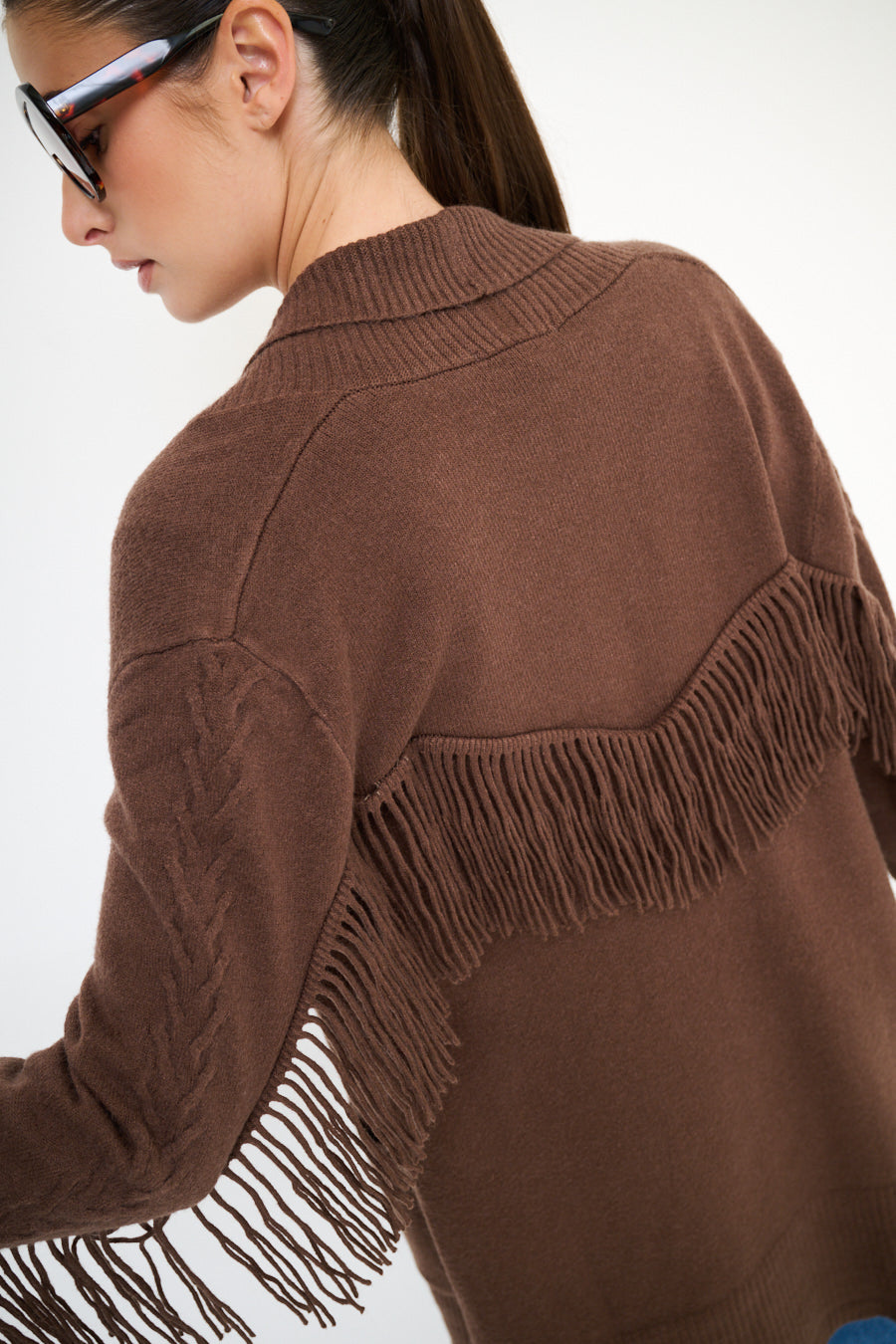 Cardigan aperto con frange KIKISIX