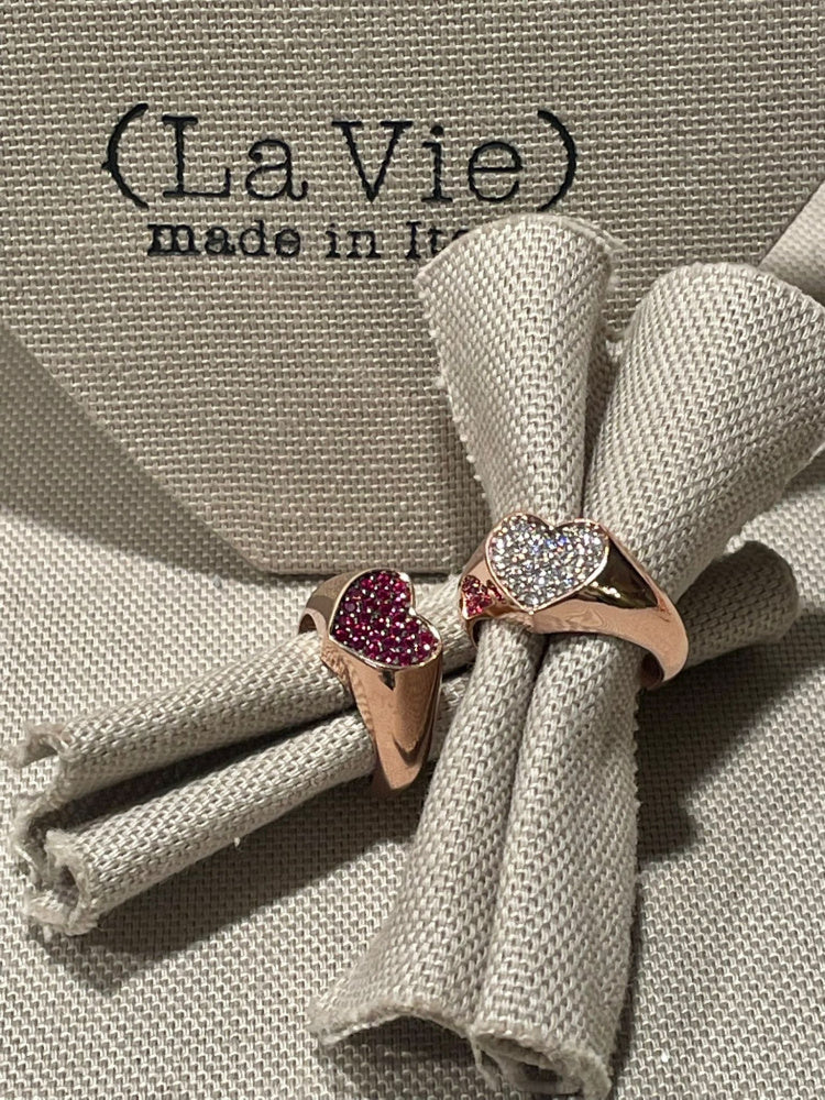 Anello mignolo cuore pavè